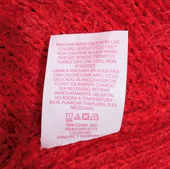 No Boundaries Sweater Women's Size XXL Crisscross Fuzzy Red with Beads Christmas - Picture 7 of 10